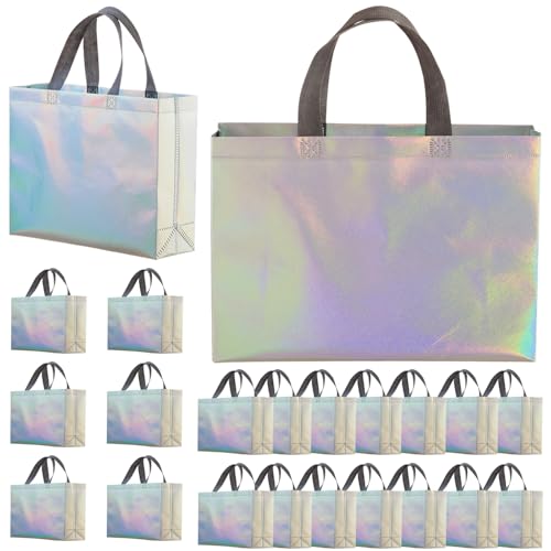 Schillernde wiederverwendbare Geschenktüten mit Griffen, 32 x 26,9 x 9,9 cm, Vlies-Einkaufstaschen, holografische Geschenktüten für Party, Urlaub, Geburtstag, Hochzeit, Junggesellinnenabschied, 30 Schillernde wiederverwendbare Geschenktüten mit Griffen, 32 x 26,9 x 9,9 cm, Vlies-Einkaufstaschen, holografische Geschenktüten für Party, Urlaub, Geburtstag, Hochzeit, Junggesellinnenabschied, 30 von GcFoir