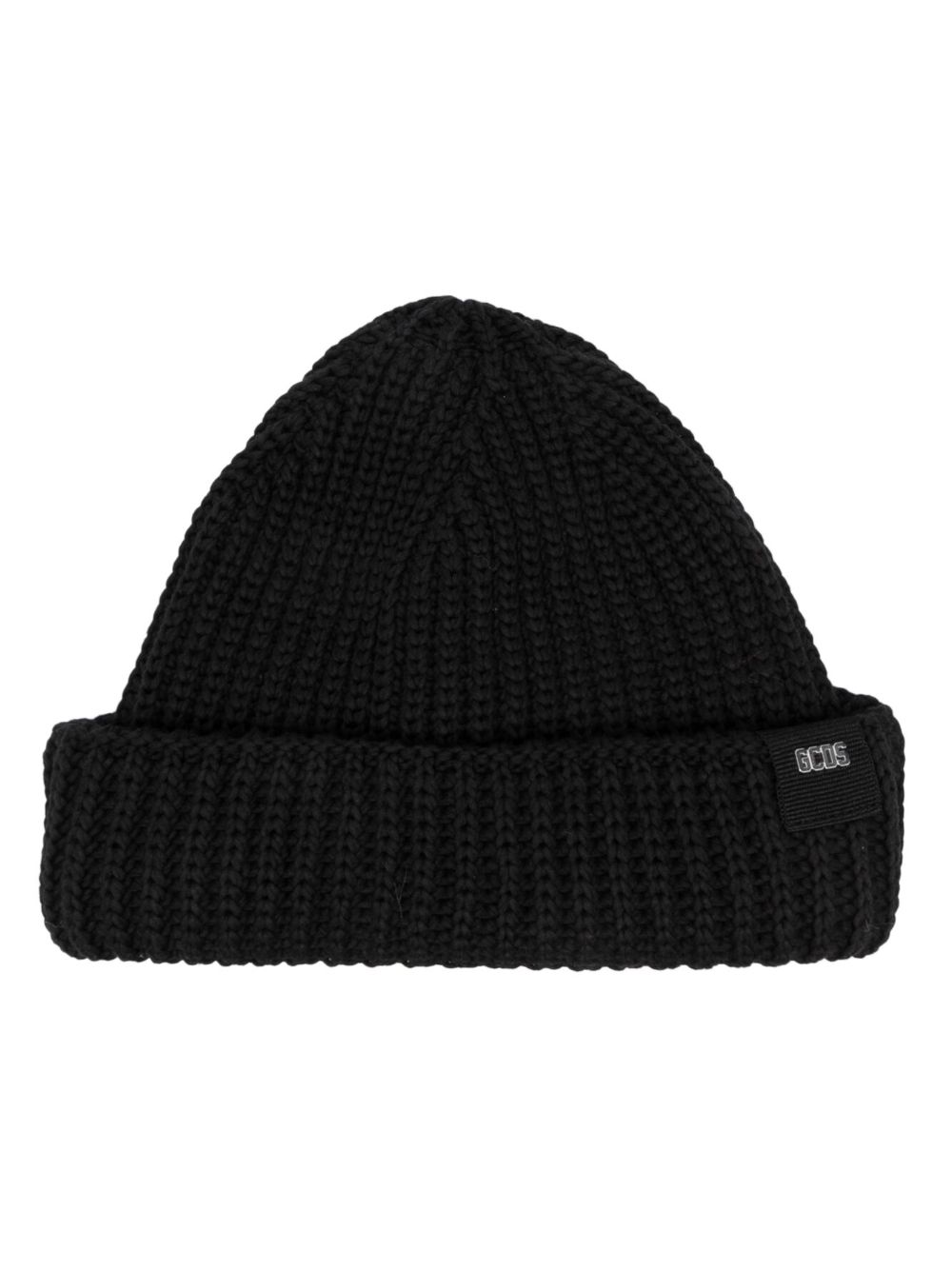 Gcds Gerippte Beanie mit Logo-Patch - Schwarz von Gcds