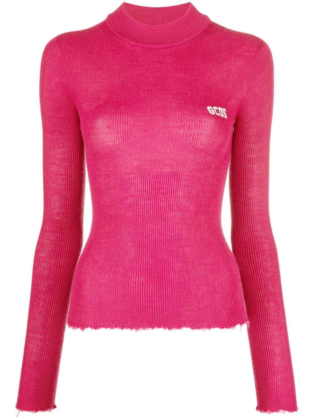 Gcds Gerippter Pullover mit Logo-Print - Rosa von Gcds