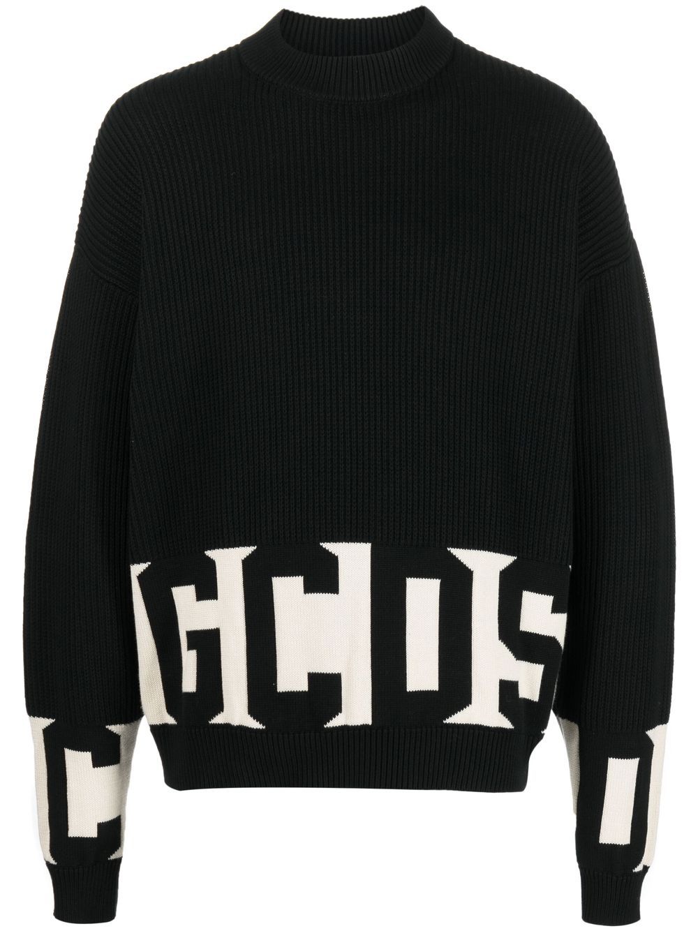 Gcds Gerippter Pullover mit Logo-Print - Schwarz von Gcds