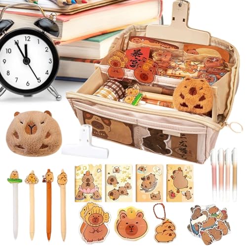 Gcerfby Federmäppchen,9-Fach Großes Fassungsvermögen Capybara Stiftemäppchen Etui - Organizer Stift Aufbewahrung Für Frauen Mädchen Jugendliche Kinder Schüler von Gcerfby