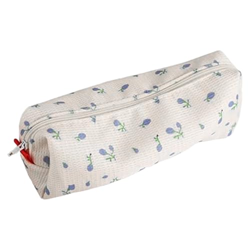 Gcerfby Federmäppchen mit Blumenmuster – Kosmetiktasche mit niedlichem Stiftebeutel – kleine Make-up-Tasche für Stifte und Schreibwaren für Damen und Mädchen, blau, Refer to description, Unisex von Gcerfby