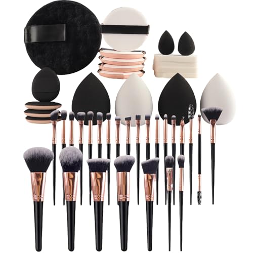 Gcerfby Kompakt Makeup Set Reise,45 Teile Leichtes Makeup Pinselset Reisegröße Mit Puderpuff Für Damen | Kosmetikzubehör Für Zuhause Schule Geschäftsreise Innenraum Außenbereich von Gcerfby