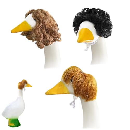Gcerfby -Enten-Kostüm-Perücken – niedliche Rasenenten-Statue-Perücke – dekorative Cosplay-Outfits, Kopfbedeckung, Haarschmuck für Ostern, Weihnachten, Hochzeit, Party von Gcerfby
