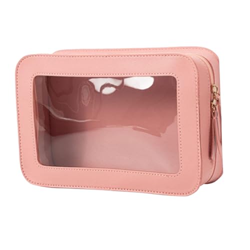 Gcljlmy Damen Make-up-Tasche mit durchsichtigem Fenster, Mehrzweck-Aufbewahrungstasche, Reise-Kulturtasche für zu Hause (ROSA) von Gcljlmy