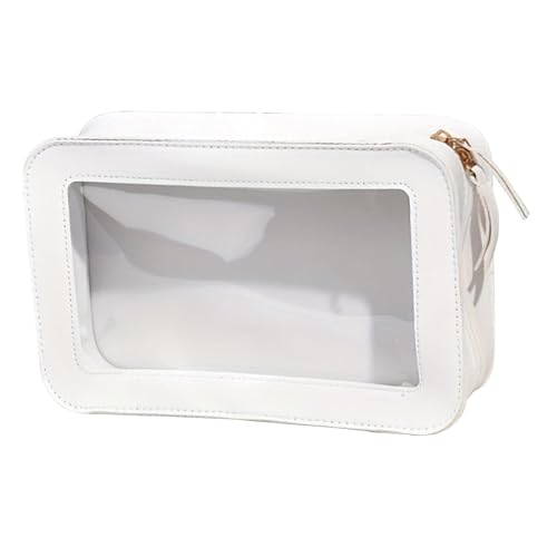 Gcljlmy Damen Make-up-Tasche mit durchsichtigem Fenster, Mehrzweck-Aufbewahrungstasche, Reise-Kulturtasche für zu Hause (Weiß) von Gcljlmy