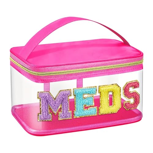 Gcljlmy Durchsichtige Make-up-Organizer-Tasche, Stuff-Beutel, transparenter Chenille-Buchstabe, klare Make-up-Tasche für Fitnessstudio, Sportveranstaltung (Rose) von Gcljlmy