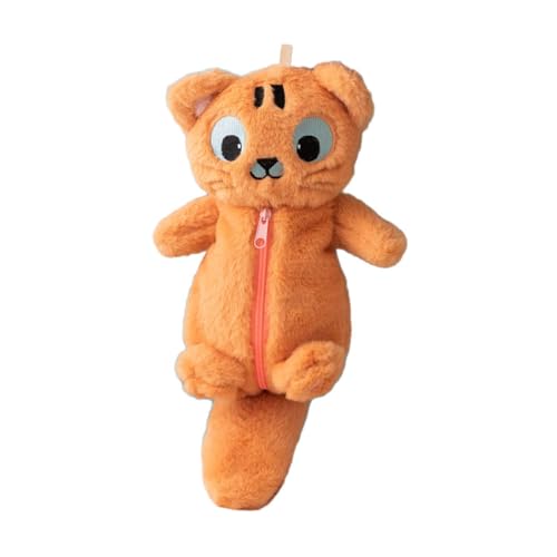 Gcljlmy Federmäppchen aus Plüsch mit Reißverschluss, weich, originell, Cartoon-Plüsch, Schreibwarentasche, Kosmetiktasche für Vorschultests, Zuhause und (Tiger) von Gcljlmy