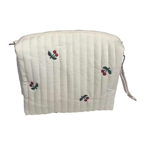 Gcljlmy Niedliche Organizer-Tasche aus gesteppter Baumwolle, kleine Baby-Wickeltasche, tragbare Kosmetiktasche, Mama-Handtasche, Kinderwagentasche für den (Kirsche) von Gcljlmy