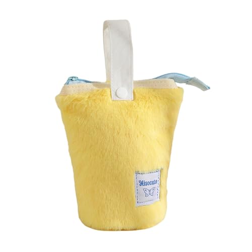 Gcljlmy Plüsch-Federmäppchen, Stiftetasche mit Reißverschluss, tragbare Make-up-Kosmetiktasche, Aufbewahrung von Schreibwaren für Kinder, Mädchen, Kinder (Gelb) von Gcljlmy