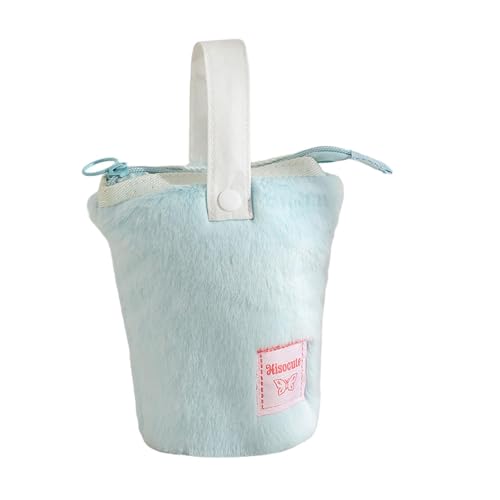 Gcljlmy Plüsch-Federmäppchen, Stiftetasche mit Reißverschluss, tragbare Make-up-Kosmetiktasche, Aufbewahrung von Schreibwaren für Kinder, Mädchen, Kinder (Hellblau) von Gcljlmy