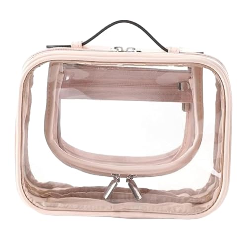 Gcljlmy Transparente Kosmetiktasche mit Taschen, transparente Aufbewahrungstasche für den täglichen Gebrauch zu Hause, Damen (ROSA) von Gcljlmy