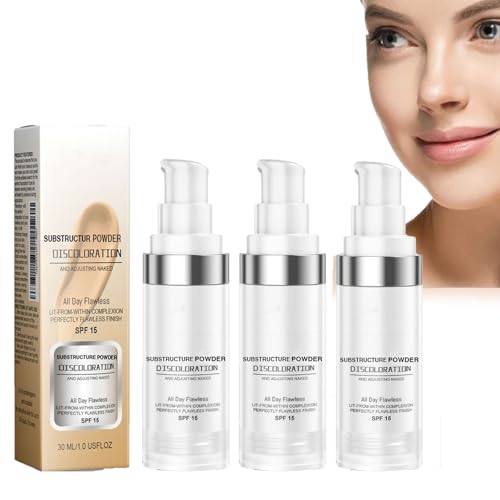 Farbverändernde Grundierung für reife Haut – Feuchtigkeitsspendende Make-up-Creme mit vollständiger Deckkraft und Sonnenschutz, flüssige Grundierung, die aufhellt und kaschiert (3pcs) von Gcngifrg