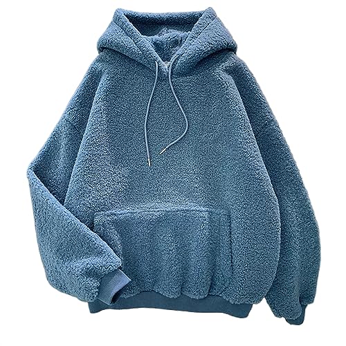 Gcufoyae Damen-Plüsch-Fleece-Kapuzenpullover, Warmer Wintermantel, süße Plüschjacke mit Tasche für Teenager von Gcufoyae