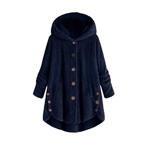 Gcufoyae Damen Plüsch Jacke Winter Warmer Mantel Niedliche Plüsch Hoodies Plüsch Fleece Jacke mit Tasche von Gcufoyae