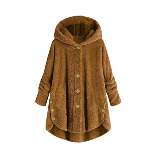 Gcufoyae Damen Plüsch Jacke Winter Warmer Mantel Niedliche Plüsch Hoodies Plüsch Fleece Jacke mit Tasche von Gcufoyae