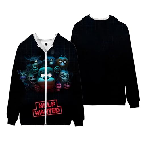 Gcufoyae FNAF Zip Up Hoodie 3D-Grafikjacke Langarmpullover Sweatshirts für Damen Herren von Gcufoyae