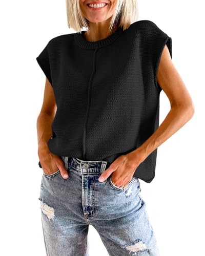 GeGekoko Damen Pullover Frühling Ärmellos Rollkragen Tank Tops Casual Leichtgewicht Strickpullover Sommer Elegante Oberteil Sweateshirt von GeGekoko