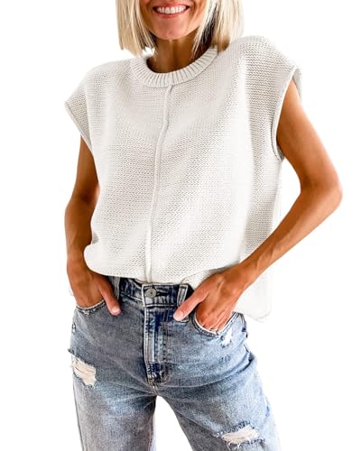 GeGekoko Damen Pullover Frühling Ärmellos Rollkragen Tank Tops Casual Leichtgewicht Strickpullover Sommer Elegante Oberteil Sweateshirt von GeGekoko