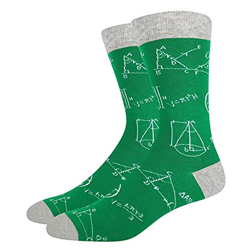 GeKLok 1 Paar Mathematische Herren-Socken mit mathematischer Formel, hohe Knöchel-Socken, Baumwolle, Sportsocken, perfekt für Outdoor und viele Anlässe, weich (grün) von GeKLok