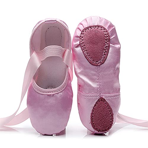 GeOinQL Spitzenschuhe, 2 Paar weiche Sohle Satin Ballett for Mädchen Slipper Tanz Ballerina Schuhe von GeOinQL