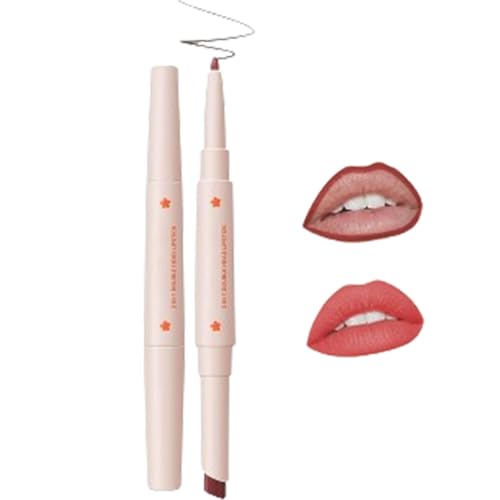 2-in-1-Doppelkopf-Lippenstift- und Lipliner-Set für Frauen, wasserfester Lipliner und mit Lippenstift-Set, langlebiger, mattierter Samt-Lippenstift, wasserfestes, antihaftbeschichtetes Lippenstift-Set von GeRRiT