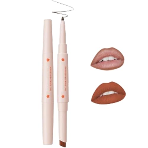 2-in-1-Doppelkopf-Lippenstift- und Lipliner-Set für Frauen, wasserfester Lipliner und mit Lippenstift-Set, langlebiger, mattierter Samt-Lippenstift, wasserfestes, antihaftbeschichtetes Lippenstift-Set von GeRRiT