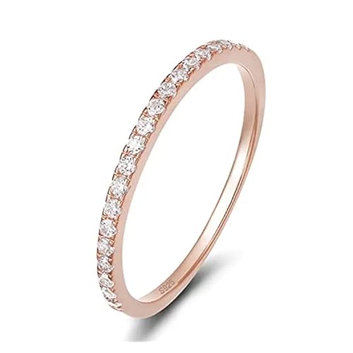 2mm 925 Silber Zirkonia Set Damen Ring Stapelring Schmuck Geschenk (Color : Rose Gold_5) von GeRRiT