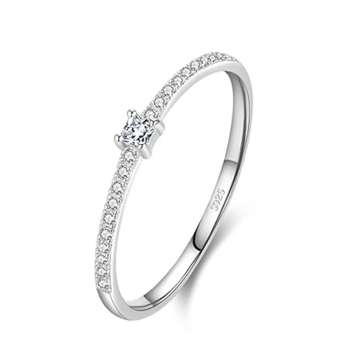 2mm 925 Silber Zirkonia Set Damen Ring Stapelring Schmuck Geschenk (Color : YJZ023S_7) von GeRRiT