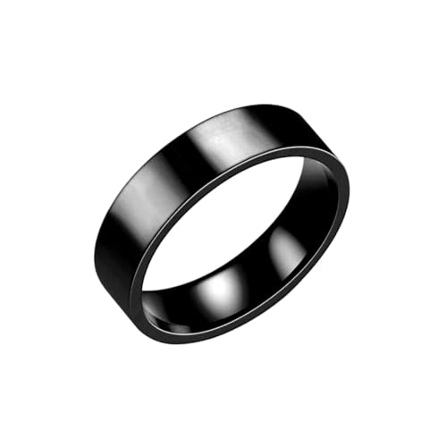 3/4/6/8 mm breiter Edelstahlring. Hochglanzpolierter klassischer Ring. Geeignet for Männer und Frauen, Ornamente, Geschenke (Color : 6mm Black_9) von GeRRiT