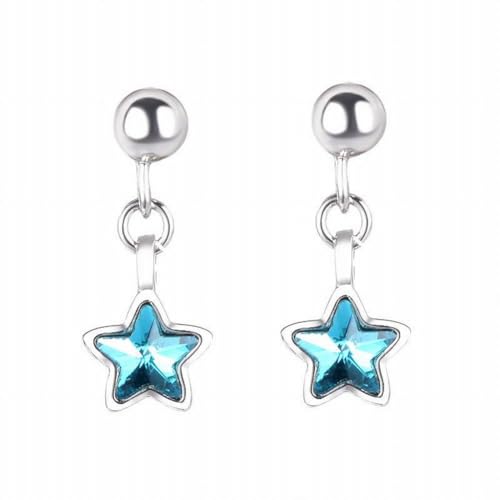 Blauer Stern S925 Sterling Silber Ohrstecker Azure Blue Star River Mini Anhänger Studentin Ohrschmuck, GeRRiT, Gold und Blau, 925er Silber von GeRRiT