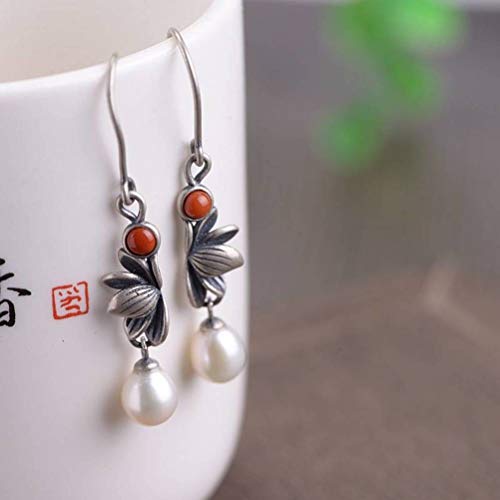 Chinesische Art Ohrringe Eardrop S925 Silber Retro Weibliche Mode Ethnischen Stil Anemone Perle Quaste Ohrringe Thai Silber Ohrringe, GeRRiT, Wie Gezeigt von GeRRiT