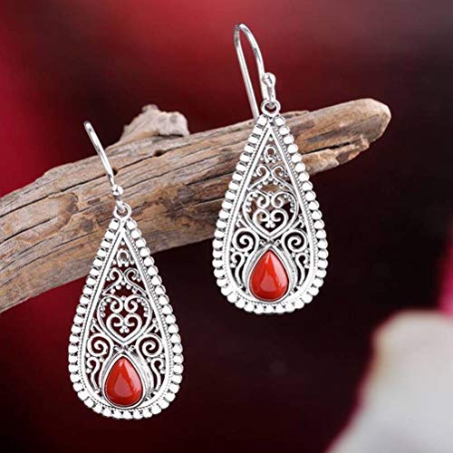 Eardrop Ohrring Ohrstecker für Frauen Accessoires Temperament Niedlich S925 Silber Indonesischen Stil Hohlen Wassertropfen South Red Achat Ohrringewie Gezeigt, GeRRiT, Wie Gezeigt, 925 Silber von GeRRiT