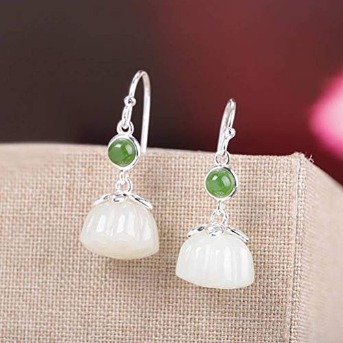 Eardrop Ohrring Ohrstecker für Frauen Einfache Ohrringe S925 Silberschmuck Lotus Seed Nephrite Ohrringelotus-Samen, GeRRiT, Lotus-samen, 925 Silber von GeRRiT