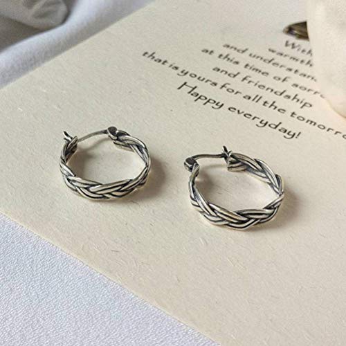 Eardrop Ohrring Ohrstecker für Frauen S925 Sterling Silber Schmuck Twist Retro Thai Silber Ohrringe Mode Persönlichkeit Kreis Ohrring Schmuck, GeRRiT, Wie Gezeigt, 925 Silber von GeRRiT