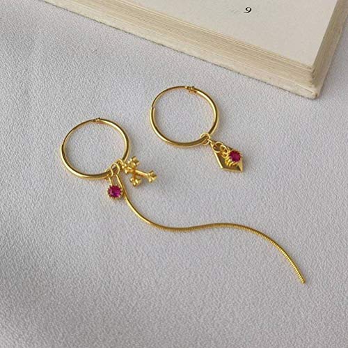 Eardrop Ohrring Ohrstecker für Frauen Schmuck S925 Sterling Silber Ohrring Stil Mode Asymmetrische Kreis Ohrringe Frauen Quaste Ohrringe, GeRRiT, Wie Gezeigt, 925 Silber von GeRRiT