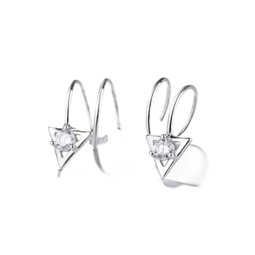 Einfache Diamant-Flash-Bohrer Dreieck S925 Silber Ohrringe Weibliche Drehende Feder Spirale Doppel Ohrringe Silber, GeRRiT, Gold, 925er Silber von GeRRiT
