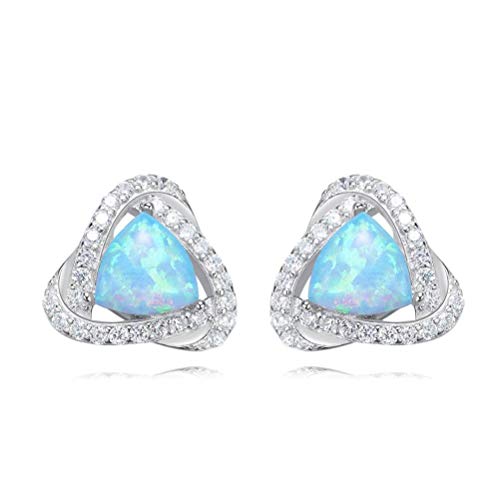 Einfache Künstliche Opal Edelstein Geometrie S925 Sterling Silber Weibliche Ohrringe Ohrringe Schmuck, GeRRiT, Blau, One Size von GeRRiT
