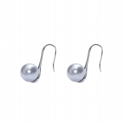 Einfache S925 Silber Persönlichkeit Perlen Ohrringe Weibliche Mode Süße Klare Rosa Kugelohrhaken, GeRRiT, Weiß, 925er Silber von GeRRiT