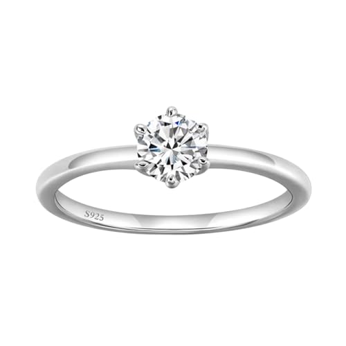 GeRRiT 0,5/1 Karat D Farbe Moissanit Damenring Moissanit Diamantring S925 Silber Verlobungsring Ehering (Color : 0.5ct_GRA 925 SILVER_8.5) von GeRRiT