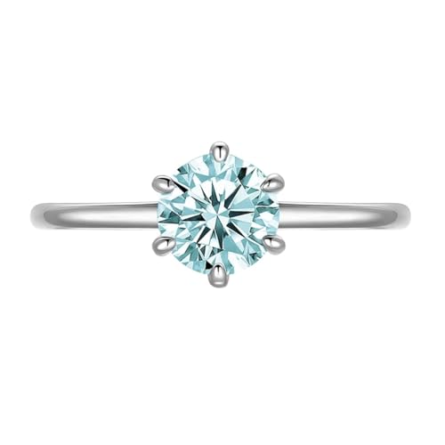 GeRRiT 0,5/1 Karat D Farbe Moissanit Damenring Moissanit Diamantring S925 Silber Verlobungsring Ehering (Color : 1ct Blue_GRA 925 SILVER_4) von GeRRiT