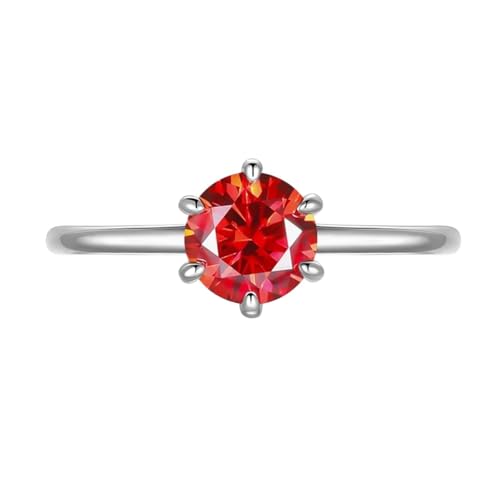 GeRRiT 0,5/1 Karat D Farbe Moissanit Damenring Moissanit Diamantring S925 Silber Verlobungsring Ehering (Color : 1ct Red_GRA 925 SILVER_4.5) von GeRRiT