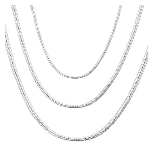 GeRRiT 925 Sterling Silber Schlangenkette Halskette, 40-75 cm, 1MM/2MM/3MM, Unisex, Modeschmuck-Anhänger (Color : 55CM 22inch_3MM) von GeRRiT