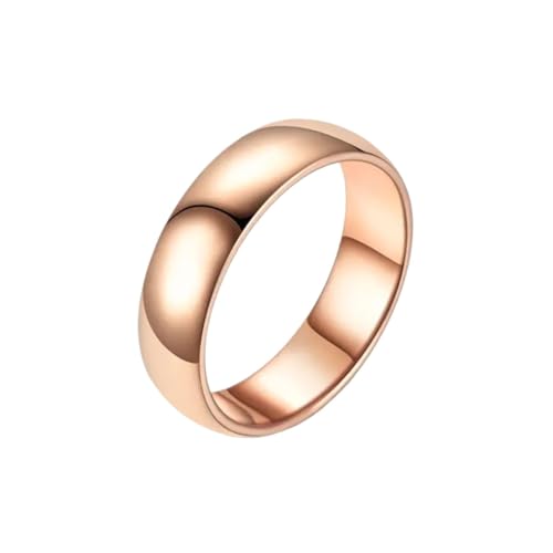GeRRiT 4mm6mm8mm12mm Breiter Glatter Ring Modeschmuck Edelstahl Männer Frauen Paar Ringe (Color : 6mm rose gold_RING_12) von GeRRiT