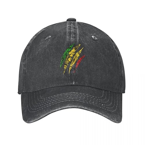 GeRRiT Baseballkappe Hip Hop Sonnenhut Vintage Löwe von Unisex Baseballkappe Musik Rastafari Rasta Distressed Denim Caps Hut Mode Outdoor Sommer Sonnenkappe Geburtstagsgeschenk für Männer Frauen von GeRRiT