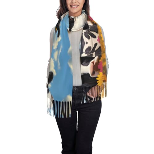 GeRRiT Cinque Terre Scenery Schal für den Winter, warm und weich, Schwarz-weiße Kühe, One size von GeRRiT