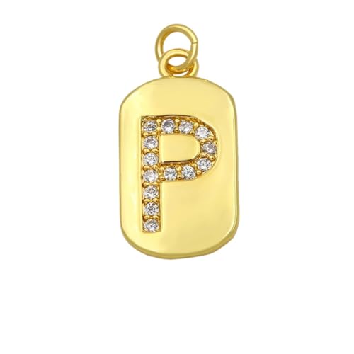 GeRRiT Gold Plated Chain A-Z 26 Initials Pendant Women's Necklace CZ DIY Jewelry (Material : P) von GeRRiT