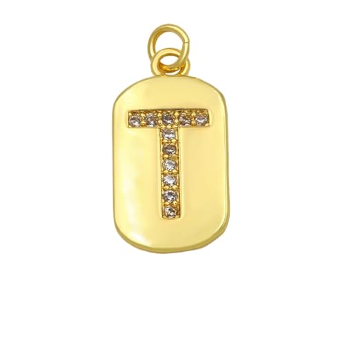 GeRRiT Gold Plated Chain A-Z 26 Initials Pendant Women's Necklace CZ DIY Jewelry (Material : T) von GeRRiT