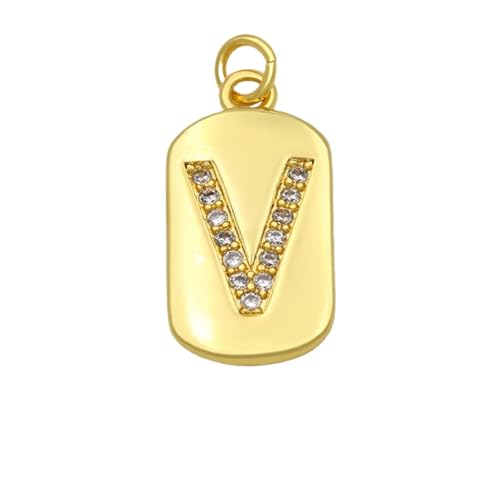 GeRRiT Gold Plated Chain A-Z 26 Initials Pendant Women's Necklace CZ DIY Jewelry (Material : V) von GeRRiT
