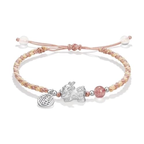 GeRRiT Handgefertigte geflochtene Halskette, Kristall-Halskette, Paar-Anhänger, Armband, Glückskarten-Perlenarmband (Material : LuckyLuckyBraceletPink) von GeRRiT